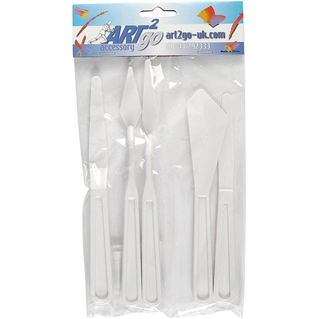 Spatole in plastica, L: 17-20 cm, L: 13-33 mm, bianco, 5 pz/ 1 conf. [HOB-95222]