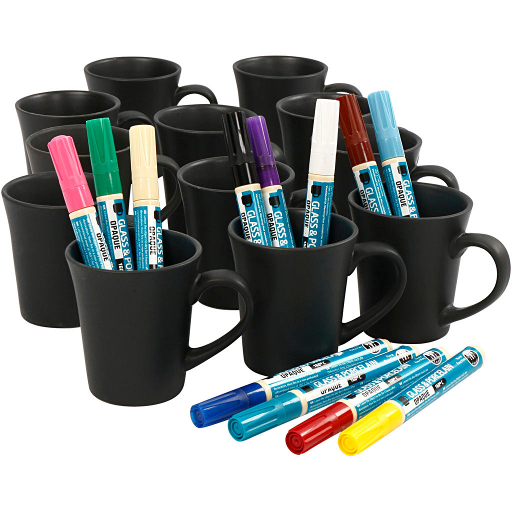 Kit fai da te gruppo tazze da decorare, colori asst., 36 pz, 1 set [HOB-97382]