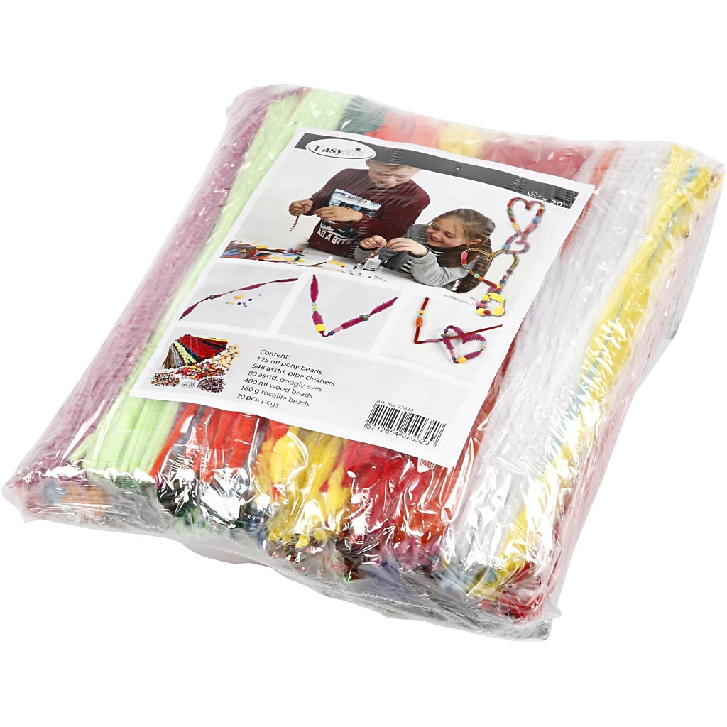 Creazioni con mollette e ciniglia, colori asst., 1 set [HOB-97434]