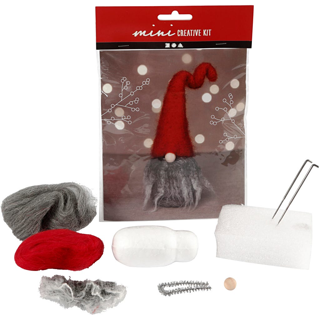 Kit Fai da te Mini, Gnomo di Natale con barba grigia, H: 13 cm, 1 conf. [HOB-977403]
