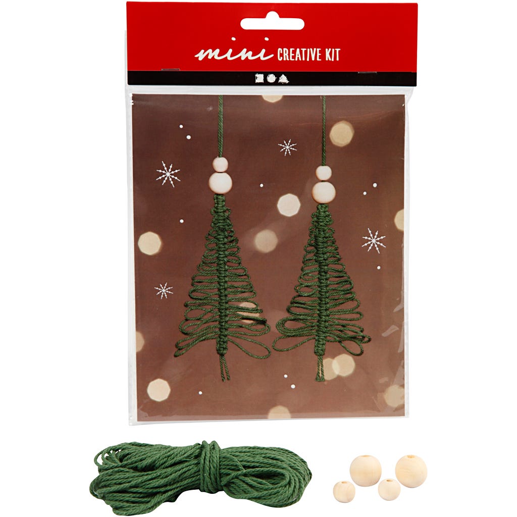 Kit Fai da te Mini, albero di Natale in macramè, H: 11 cm, 1 conf. [HOB-977411]
