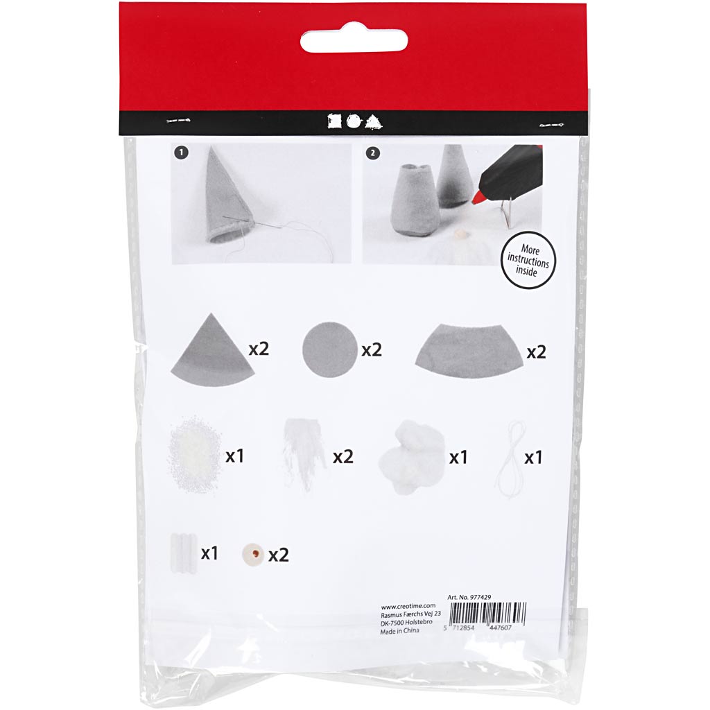 Kit Fai da te Mini, Gnomi di Babbo Natale scandinavi, H: 12 cm, grigio, 1 conf. [HOB-977429]