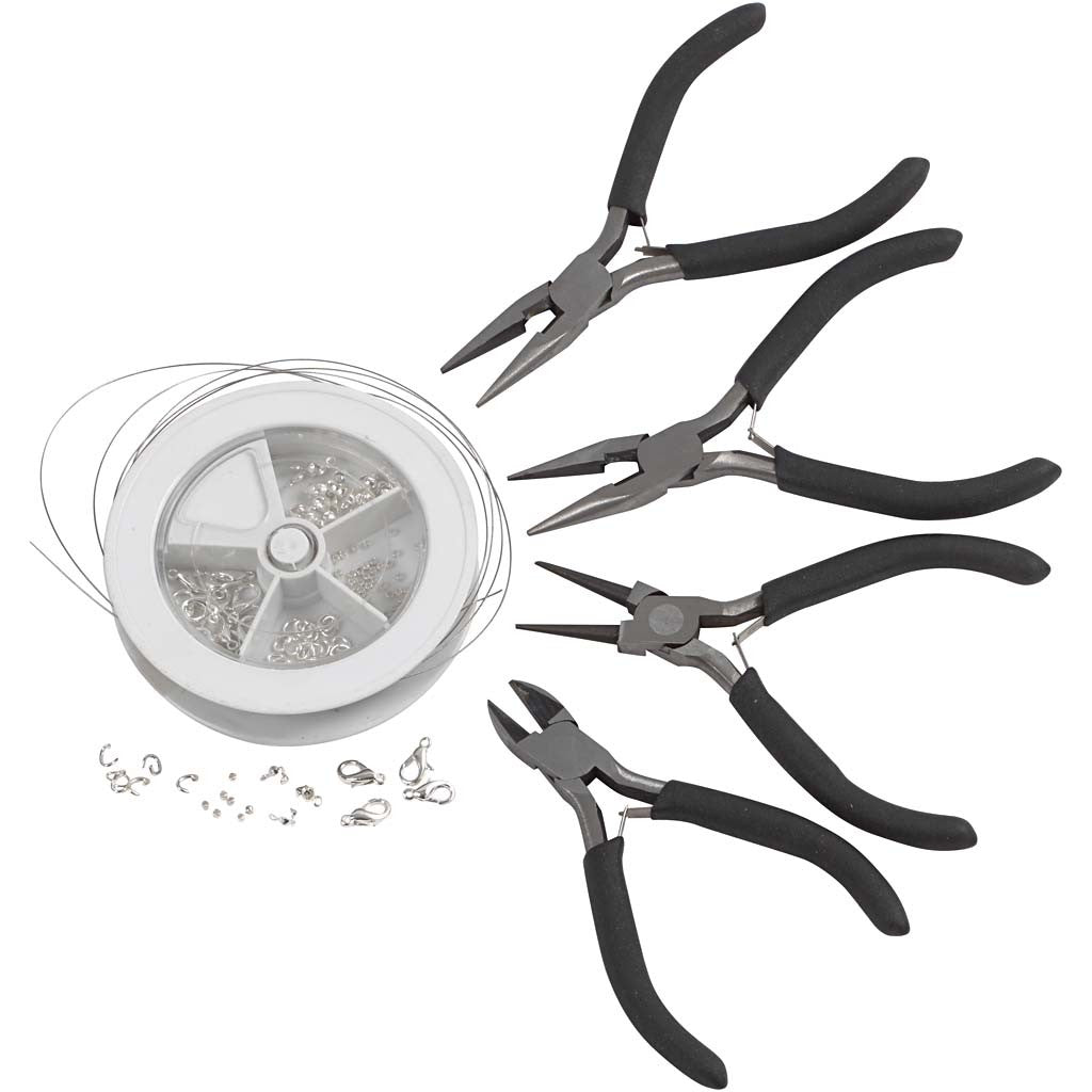 Kit Creazione Gioieli, placcato argento, 1 set [HOB-99128]