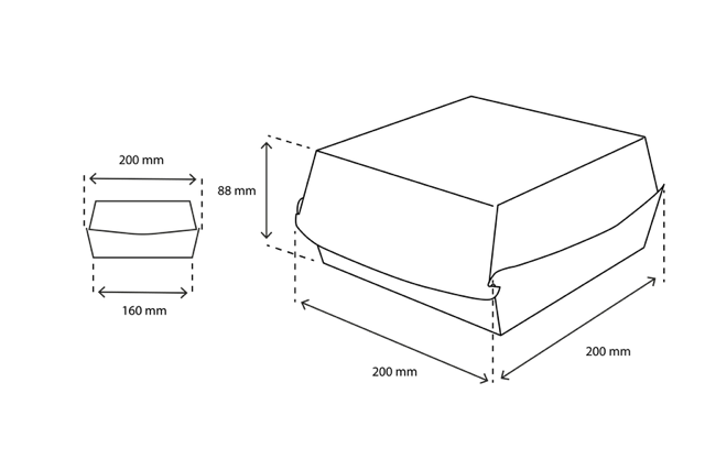 Menubox / Vassoio per hamburger 20x8,8x20 cm FSC®Mix kraft (300 pz) [TK-9987220]
