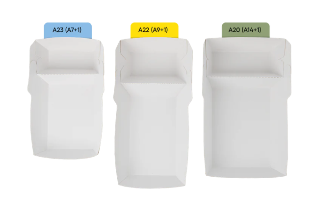 Vassoi di patatine fritte A22 (A9+1) kraft/Bianco (400 pz) [TK-9987897]