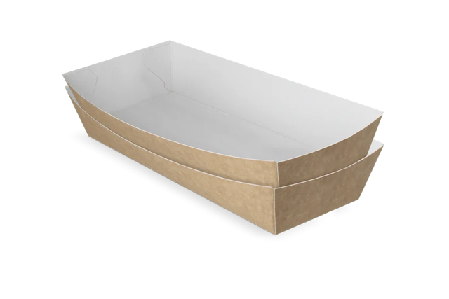 vassoio per snack A18 kraft/Bianco (400 pz) [TK-9987960]