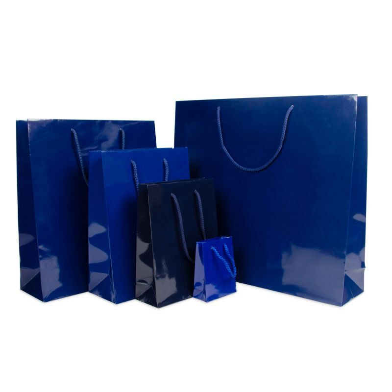 Shopper di carta di lusso Lucide 25+11x33 cm Blu scuro (100 pz) [FP-DPK002]