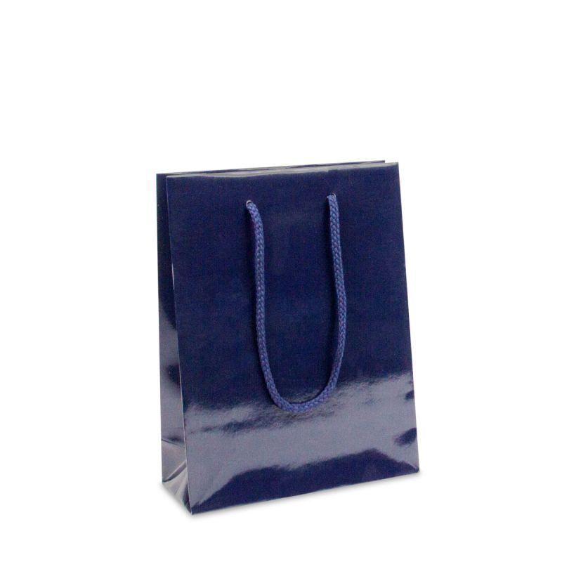 Shopper di carta di lusso Lucide 25+11x33 cm Blu scuro (100 pz) [FP-DPK002]