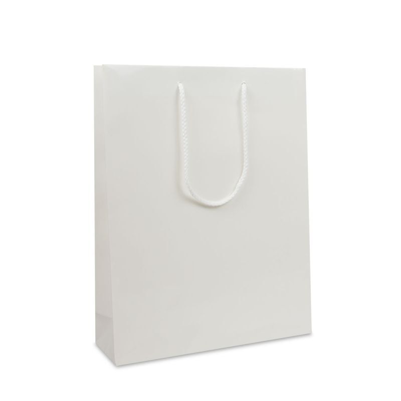 Shopper di carta di lusso Lucide 31+10x40 cm Bianco (100 pz) [FP-DPK016]
