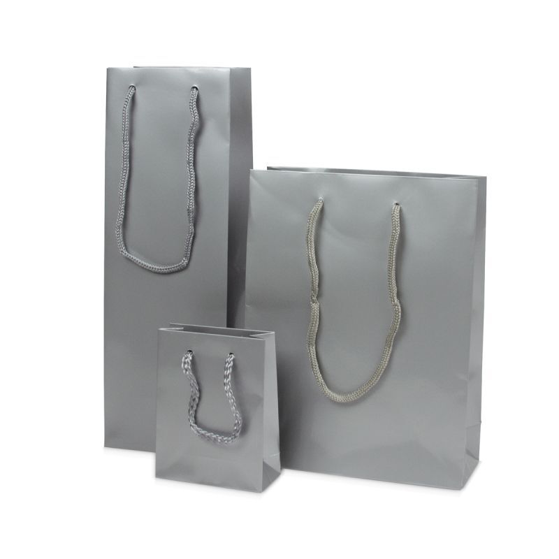 Shopper di carta di lusso Lucide 10+4,5x13 cm Argento (250 pz) [FP-DPK031]