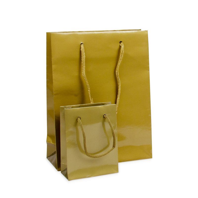 Shopper di carta di lusso Lucide 10+4,5x13 cm Oro (250 pz) [FP-DPK032]