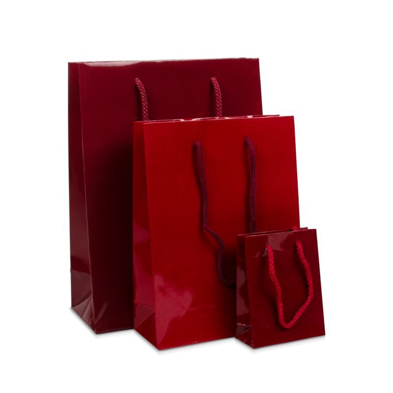 Shopper di carta di lusso Lucide 25+11x33 cm Rosso bordeaux (100 pz) [FP-DPK041]