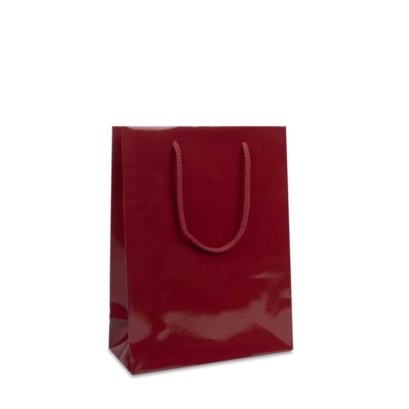 Shopper di carta di lusso Lucide 25+11x33 cm Rosso bordeaux (100 pz) [FP-DPK041]