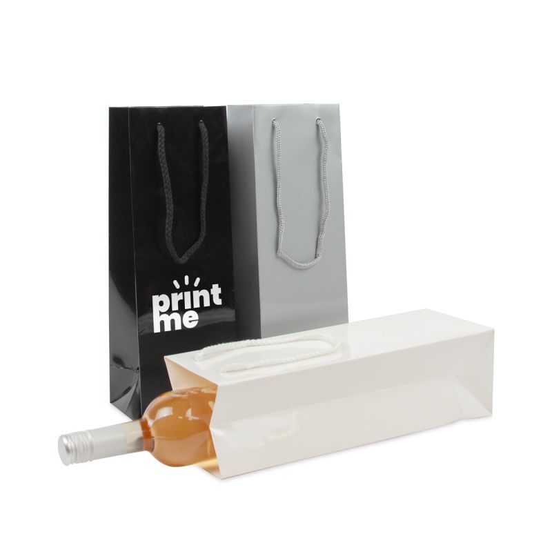 Shopper di carta di lusso per bottiglie di vino - Lucide 12+10x35 cm Argento (100 pz) [FP-DPK120W]