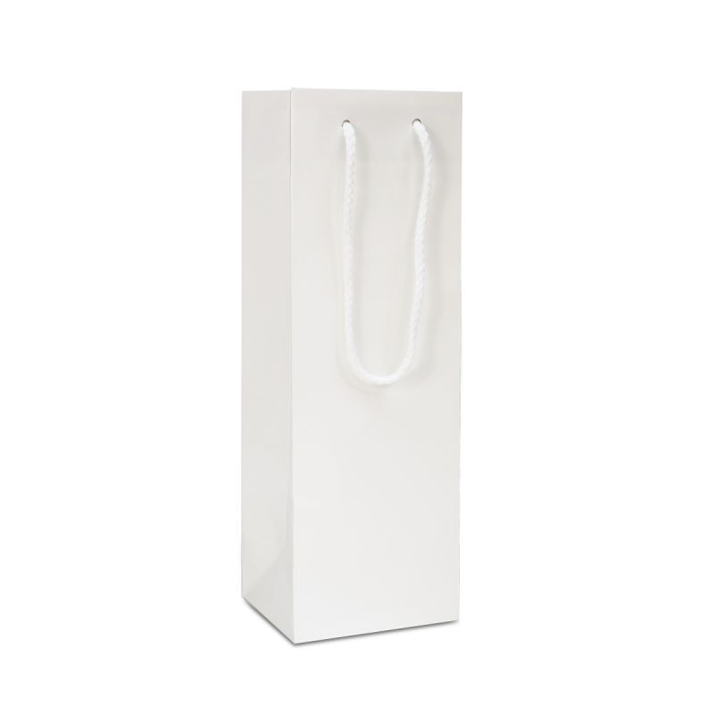 Shopper di carta di lusso per bottiglie di vino Lucide 12+10x35 cm Bianco (100 pz) [FP-DPK043W]