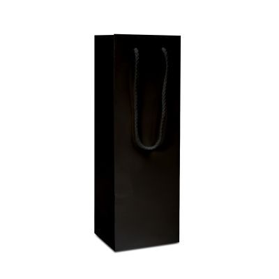 Shopper di carta di lusso per bottiglie di vino Lucide 12+10x35 cm Nero (100 pz) [FP-DPK044W]