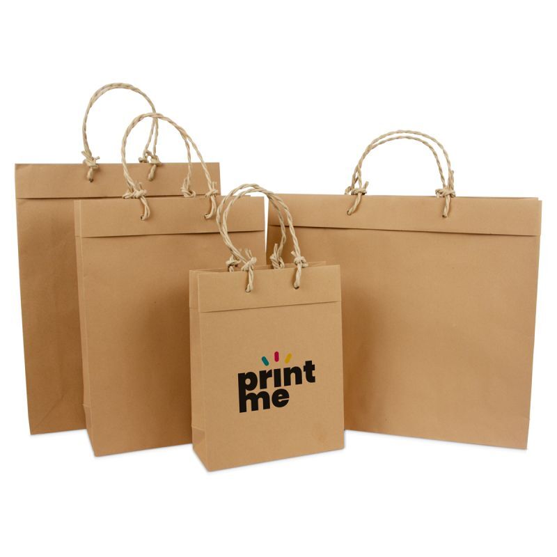 Borse di lusso in carta kraft riciclata con patta 20+8x26 cm Marrone (100 pz) [FP-DPK059]