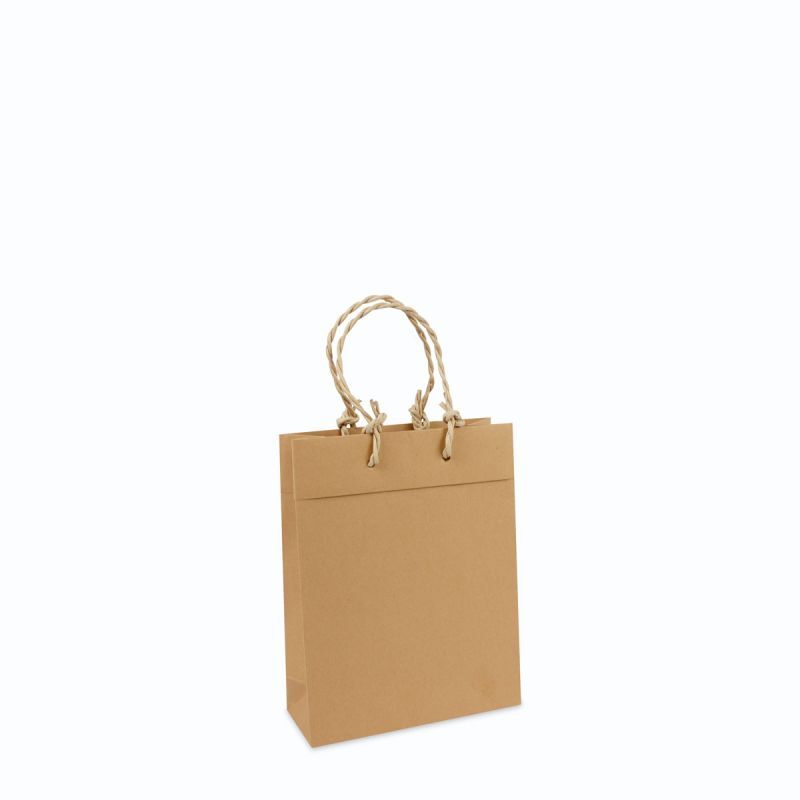 Borse di lusso in carta kraft riciclata con patta 20+8x26 cm Marrone (100 pz) [FP-DPK059]