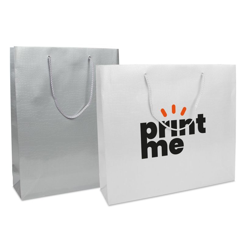 Shopper di carta di lusso Effetto coccodrillo 40+10x35 cm Bianco (100 pz) [FP-DPK069]