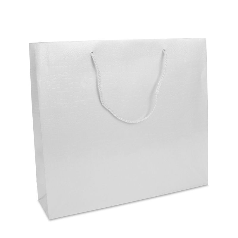 Shopper di carta di lusso Effetto coccodrillo 40+10x35 cm Bianco (100 pz) [FP-DPK069]