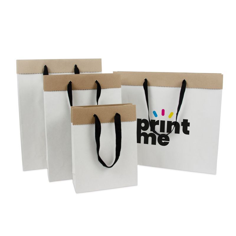 Shopper di carta di lusso in carta duplex riciclata 20+8x26 cm Bianco (100 pz) [FP-DPK084]