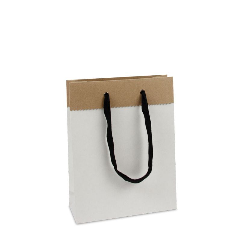 Shopper di carta di lusso in carta duplex riciclata 20+8x26 cm Bianco (100 pz) [FP-DPK084]