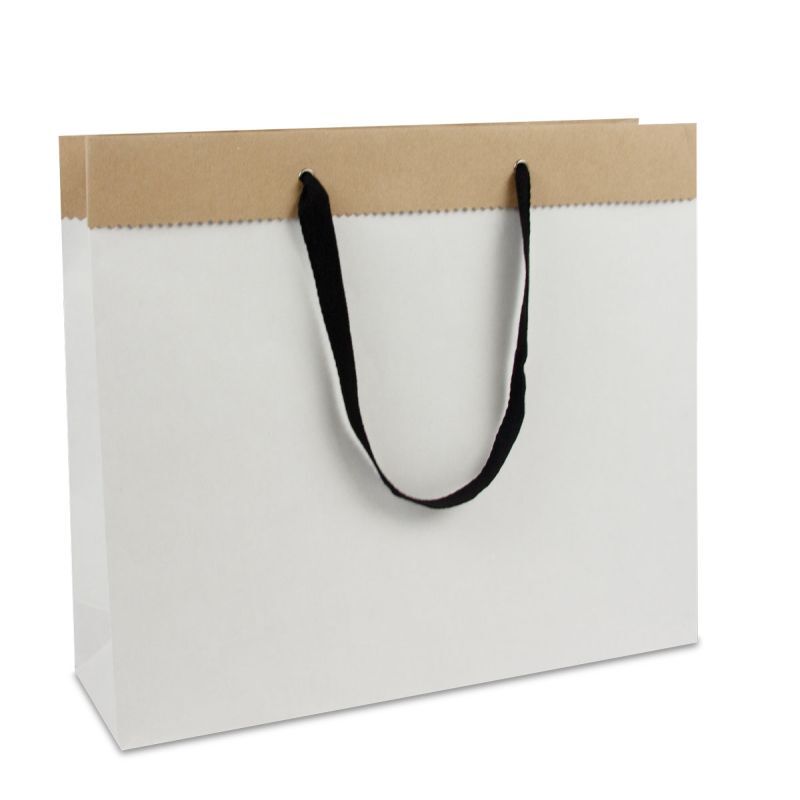 Shopper di carta di lusso in carta duplex riciclata 40+12x35 cm Bianco (100 pz) [FP-DPK087]