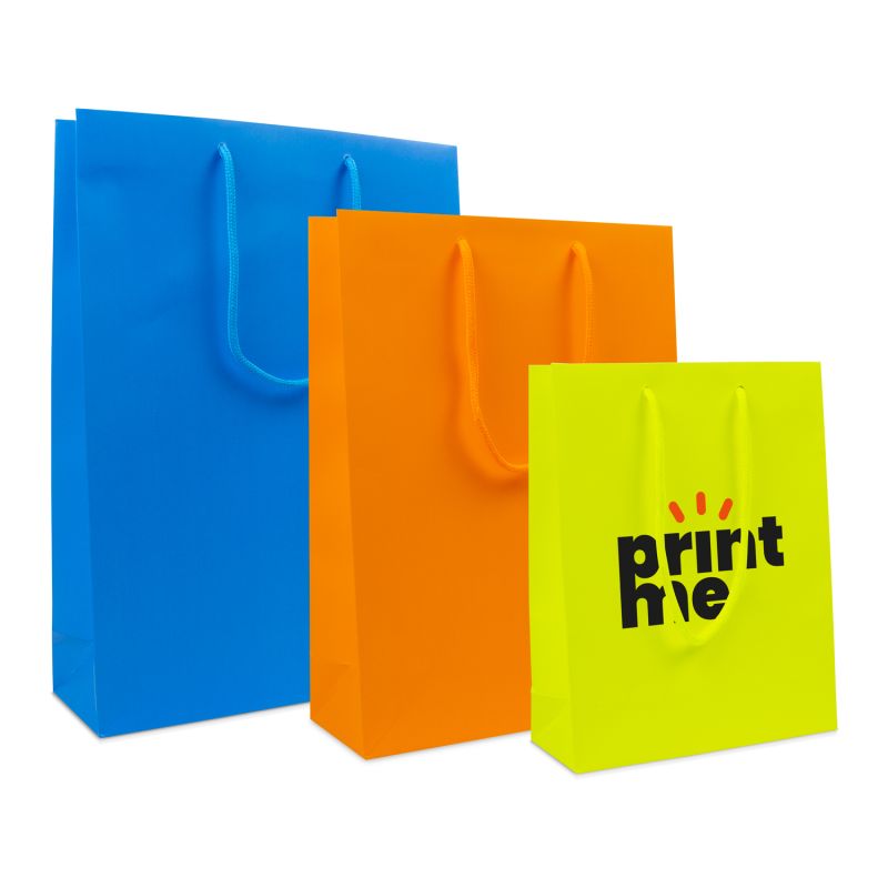 Shopper di carta di lusso Fluor opaco 20+8x26 cm Giallo (100 pz) [FP-DPK094]
