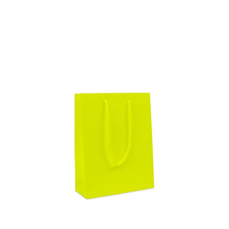 Shopper di carta di lusso Fluor opaco 20+8x26 cm Giallo (100 pz) [FP-DPK094]