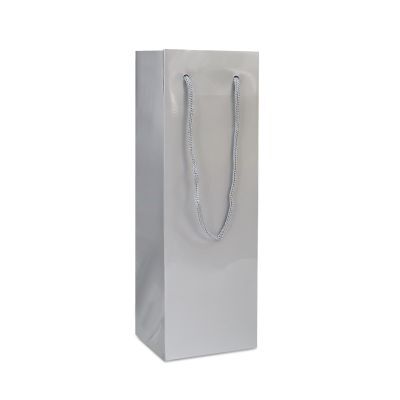 Shopper di carta di lusso per bottiglie di vino - Lucide 12+10x35 cm Argento (100 pz) [FP-DPK120W]