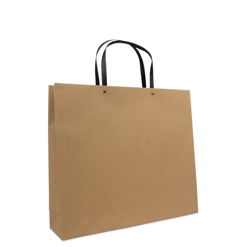 Eco-friendly Carrier Bags with black kraft handles 40+10x35cm Brown