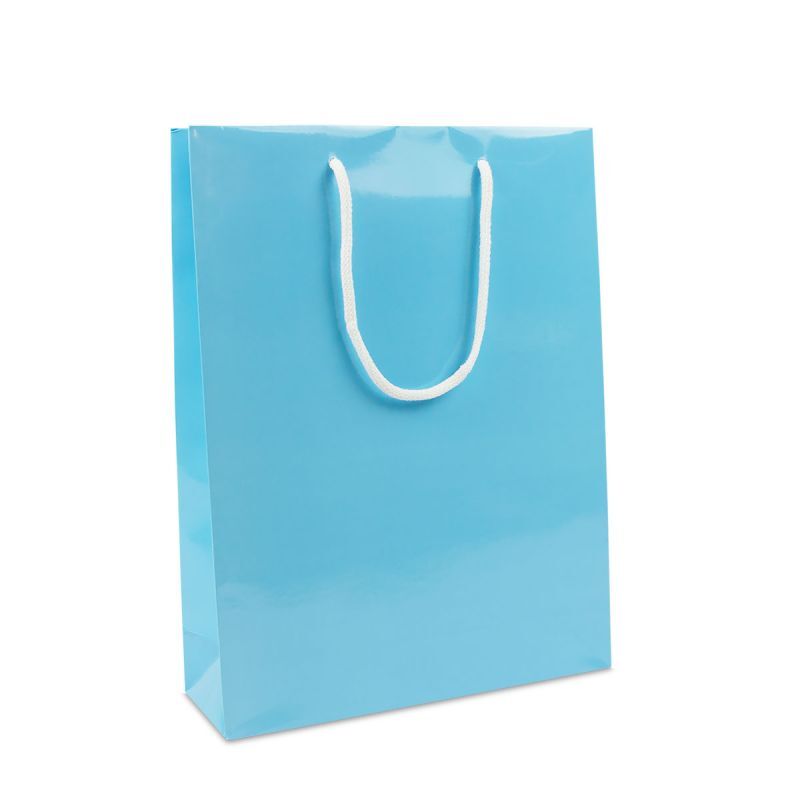 Shopper di carta di lusso Lucide 30+10x40 cm Blu (100 pz) [FP-DPK136]