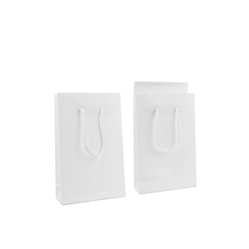 Shopper di carta di lusso con patta 20+8x32 cm Bianco (100 pz) [FP-DPK144]