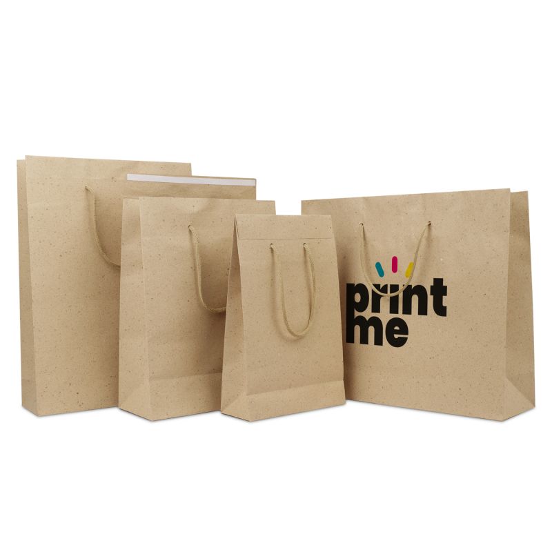 Shopper di carta di lusso con patta 20+8x32 cm Grigio-marrone (100 pz) [FP-DPK145]