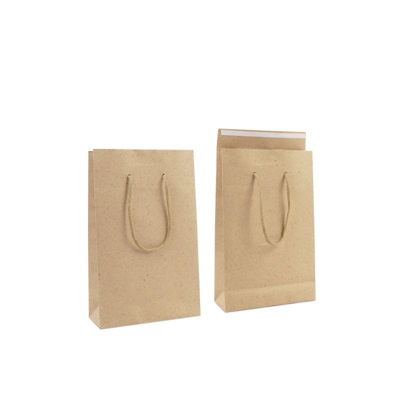 Shopper di carta di lusso con patta 20+8x32 cm Grigio-marrone (100 pz) [FP-DPK145]