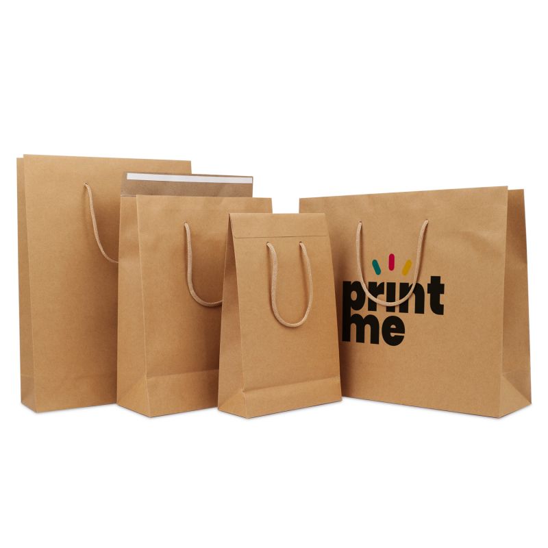 Shopper di carta di lusso con patta 20+8x32 cm Marrone (100 pz) [FP-DPK146]