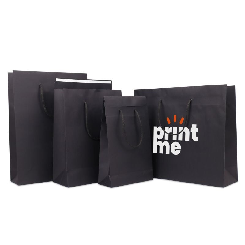 Shopper di carta di lusso con patta 20+8x32 cm Nero (100 pz) [FP-DPK147]