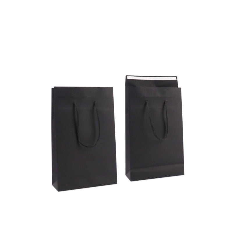 Shopper di carta di lusso con patta 20+8x32 cm Nero (100 pz) [FP-DPK147]