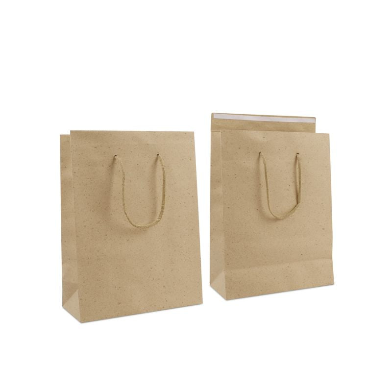 Shopper di carta di lusso con patta 26+12x35 cm Grigio-marrone (100 pz) [FP-DPK149]