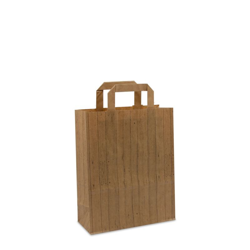 Borse Kraft FSC® - Effetto legno 22+10x28 cm Marrone (250 pz) [FP-DPL046]