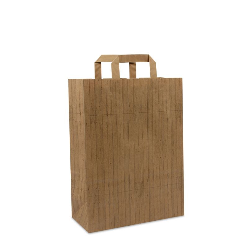 Borse Kraft FSC® - Effetto legno 26+12x35 cm Marrone (250 pz) [FP-DPL047]