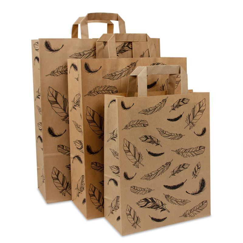 Borse Kraft FSC® - Piume 22+10x28 cm Marrone (250 pz) [FP-DPL050]