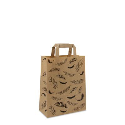 Borse Kraft FSC® - Piume 22+10x28 cm Marrone (250 pz) [FP-DPL050]
