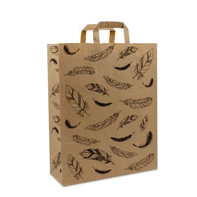Borse Kraft FSC® - Piume 32+12x40 cm Marrone (250 pz) [FP-DPL052]