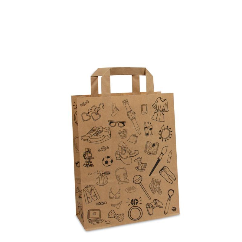 Borse Kraft FSC® - Doodle retail 22+10x28 cm Marrone (250 pz) [FP-DPL053]