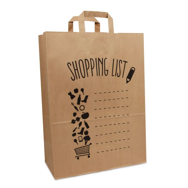 Borse Kraft FSC® - PiumeBorse Kraft - Lista della spesa 32+17x44 cm Marrone (250 pz) [FP-DPL059]