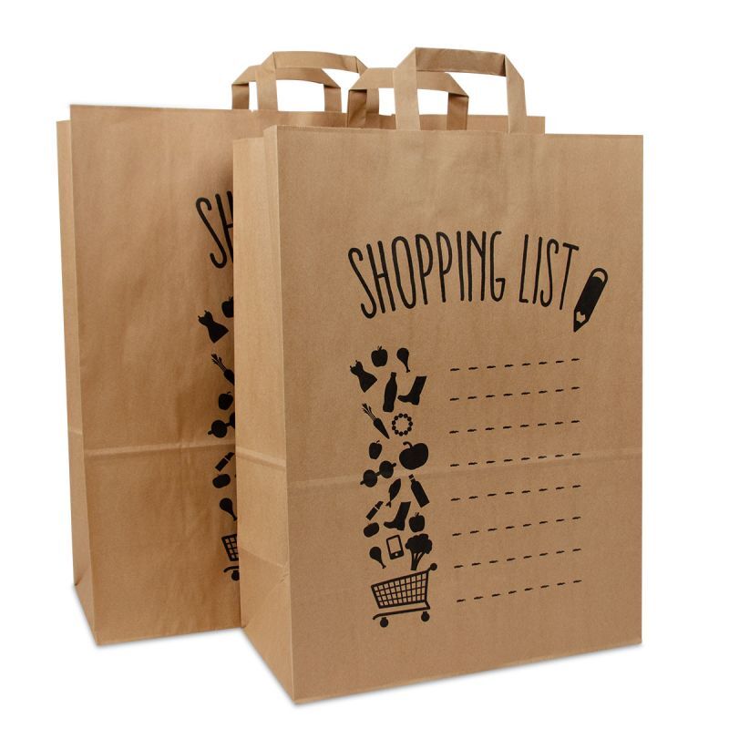 Borse Kraft FSC® - PiumeBorse Kraft - Lista della spesa 45+17x47 cm Marrone (150 pz) [FP-DPL060]