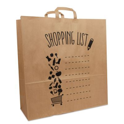 Borse Kraft FSC® - PiumeBorse Kraft - Lista della spesa 45+17x47 cm Marrone (150 pz) [FP-DPL060]