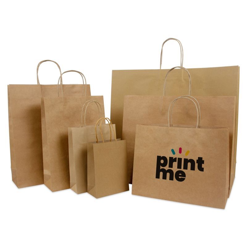 Shopper di carta di lusso con manici ritorti e fondo in cartone 54+13x46 cm Marrone (100 pz) [FP-DPT005]