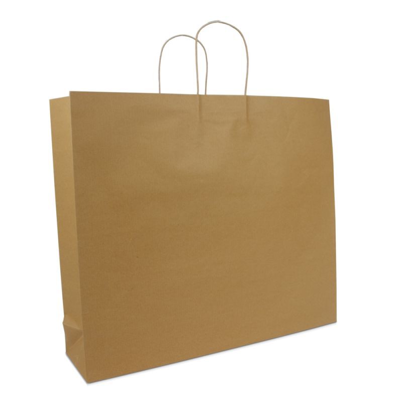 Shopper di carta di lusso con manici ritorti e fondo in cartone 54+13x46 cm Marrone (100 pz) [FP-DPT005]